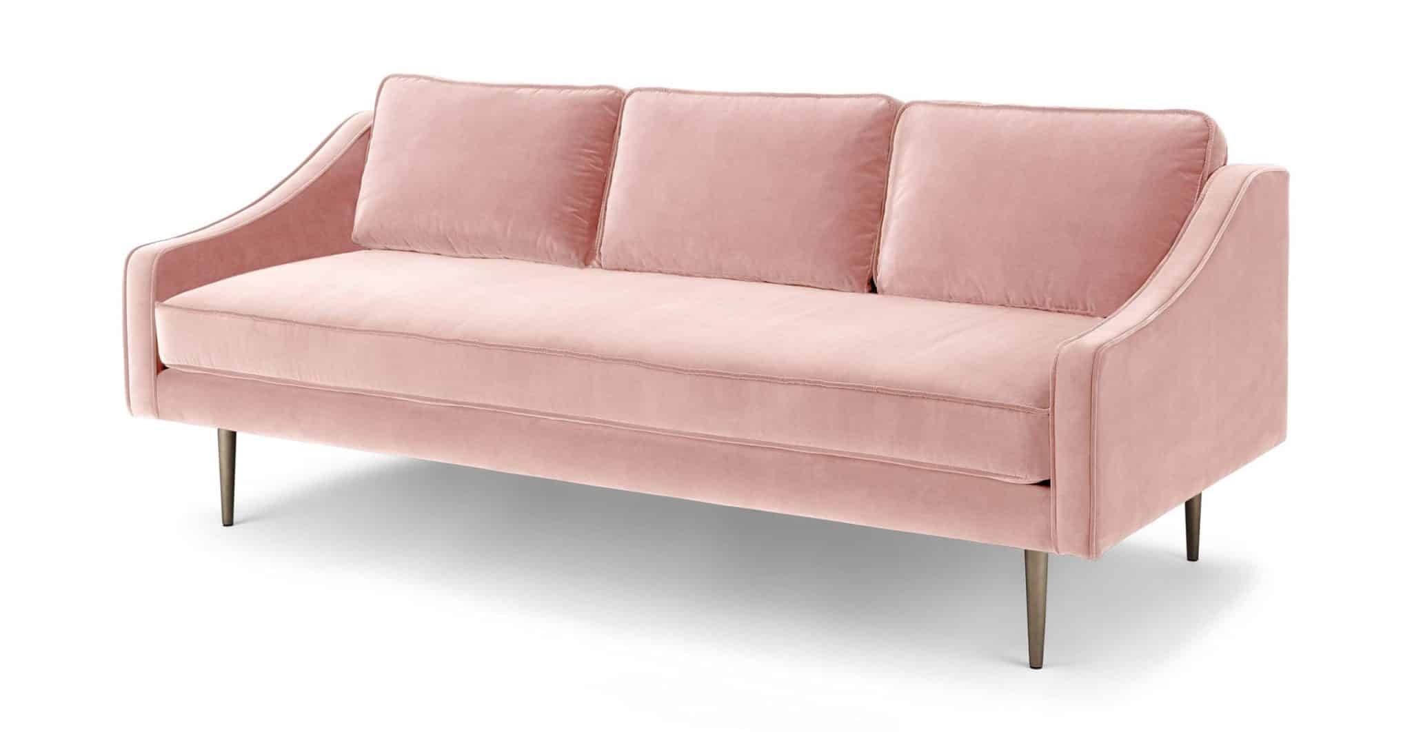 Mide century style Contemp blush pink sofa