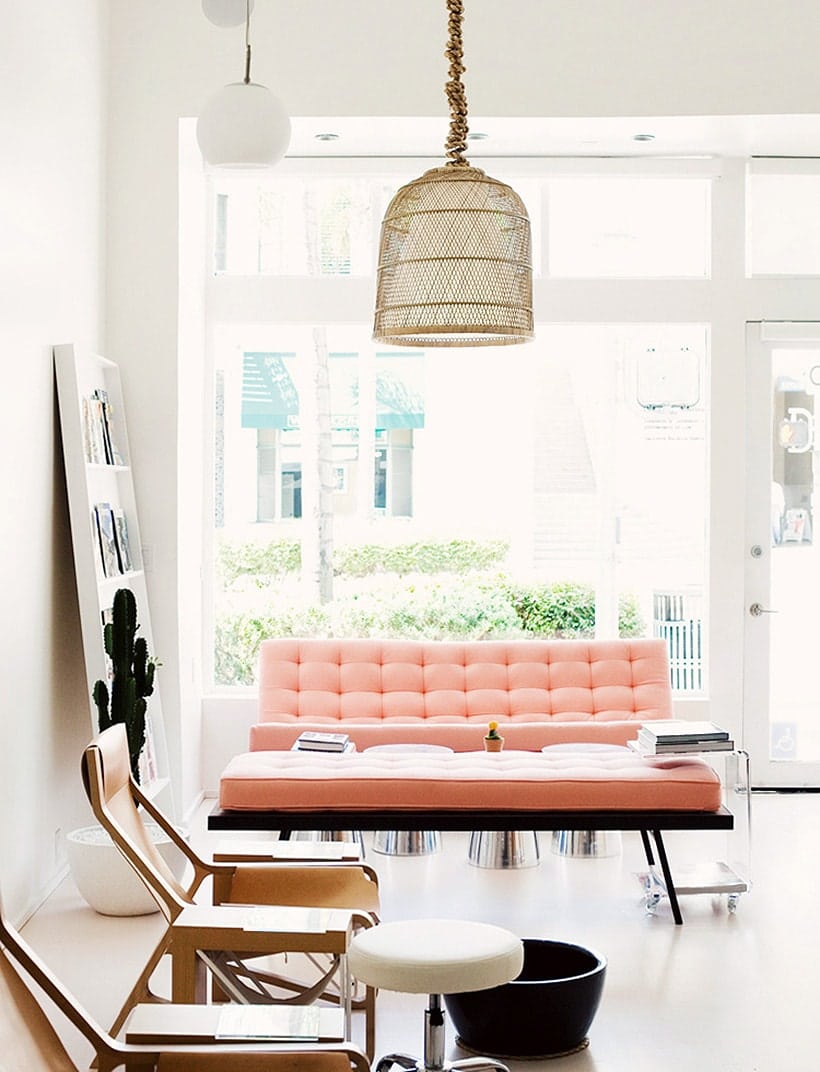 Pink-Tufted-Sofa-and-Bench Scandinavian style touch
