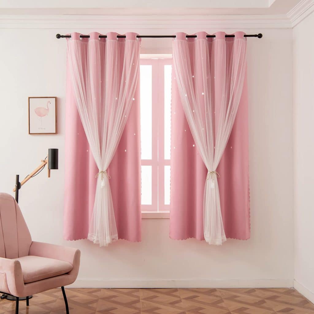 pink curtains for girly living room ideas