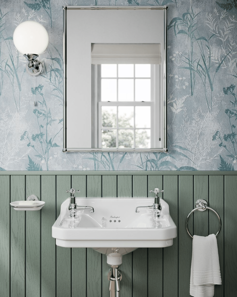 create bathroom botanical wallpaper