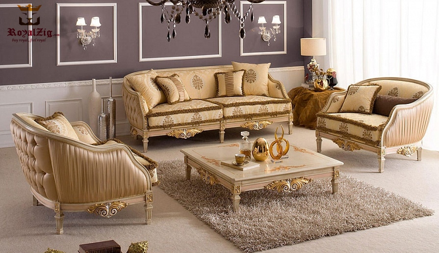 Royal Luxury Classic Style Golden Sofa Set