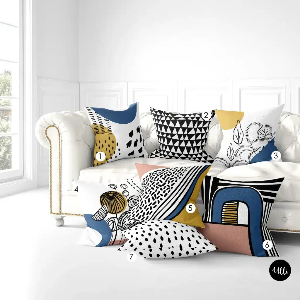 modern pillows with multiple colors