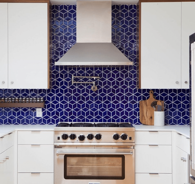 Regular Geometric-Shaped Blue Tiles