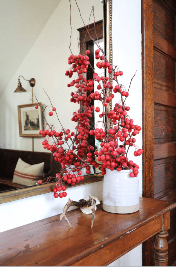 Winter Berry Entryway with Vase