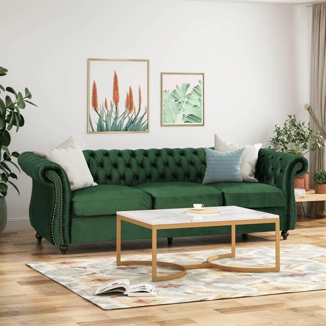 Round Arm Vintage Style Sofa