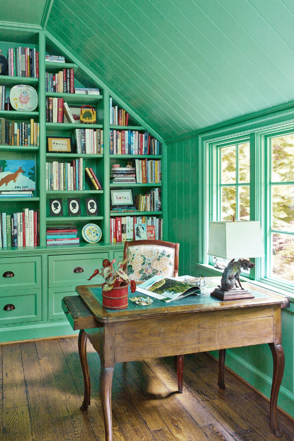The green paint on the walls