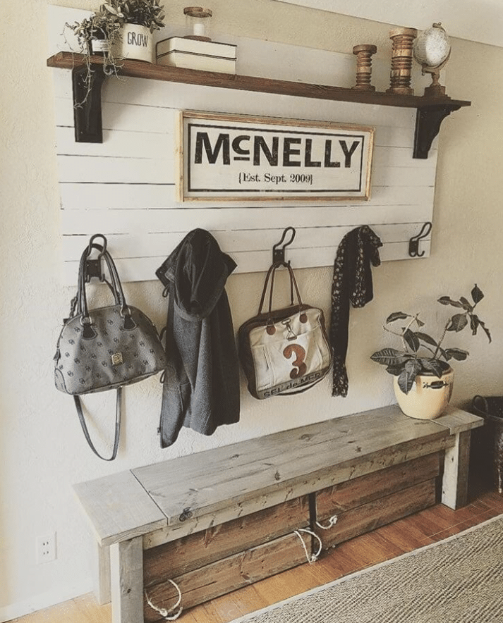 Entryway Furnished with Stable-Style Seating