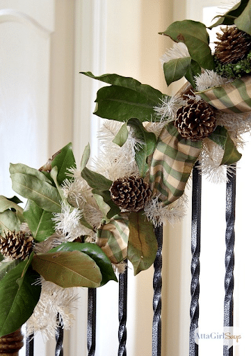 Garland with Rustic Pine Cone Decorations