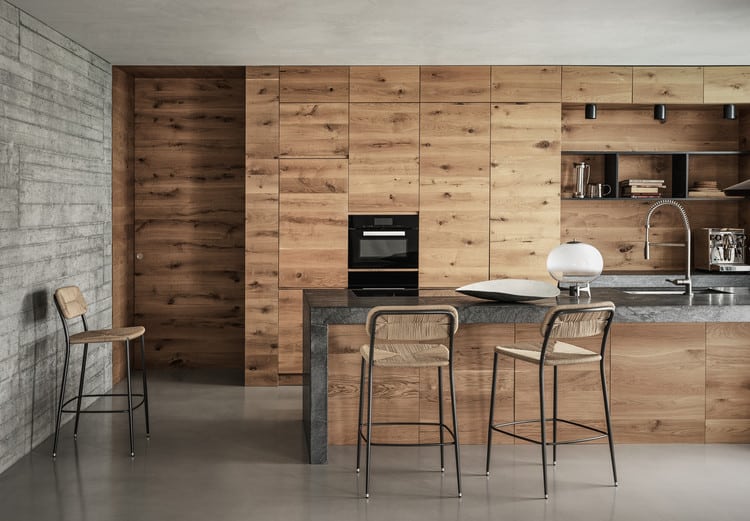 wood accents to complement industrial interior design