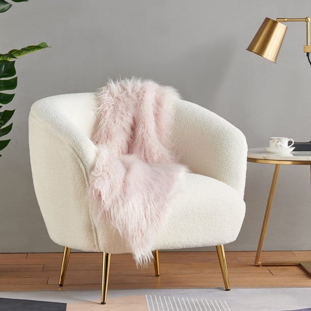 White Wool Accent Chair