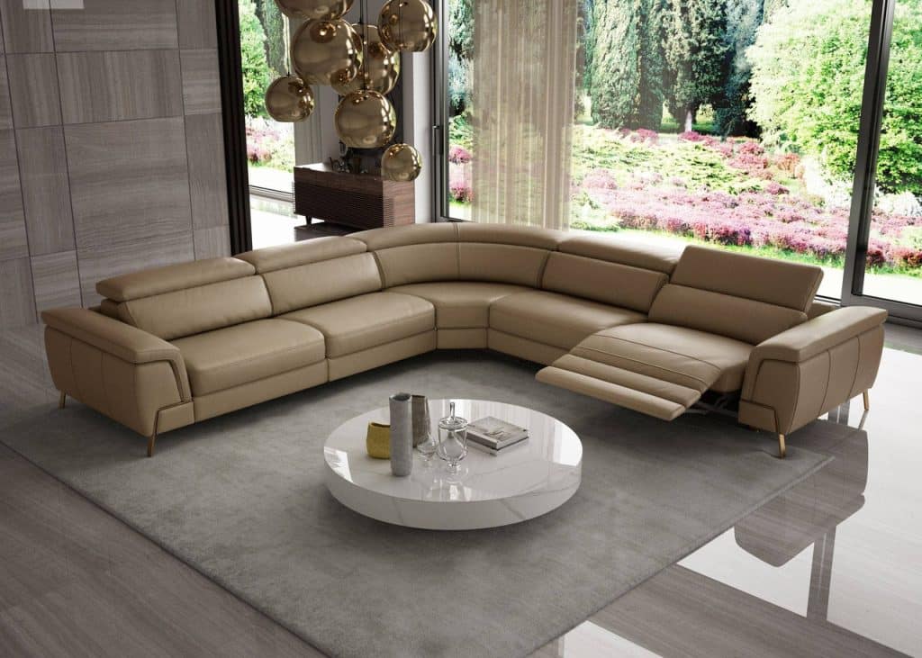 Beige Faux Leather Sectional Sofa
