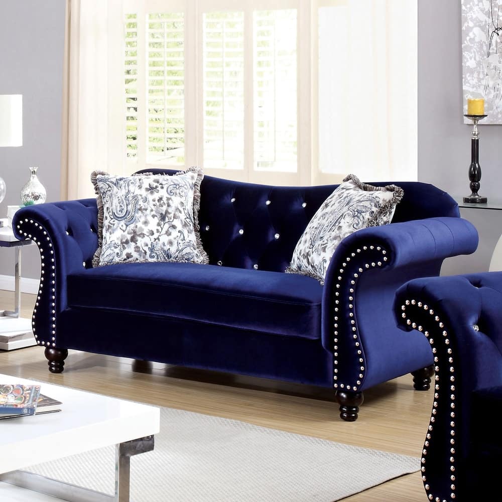 Blue Emillio Upholstered Sofa