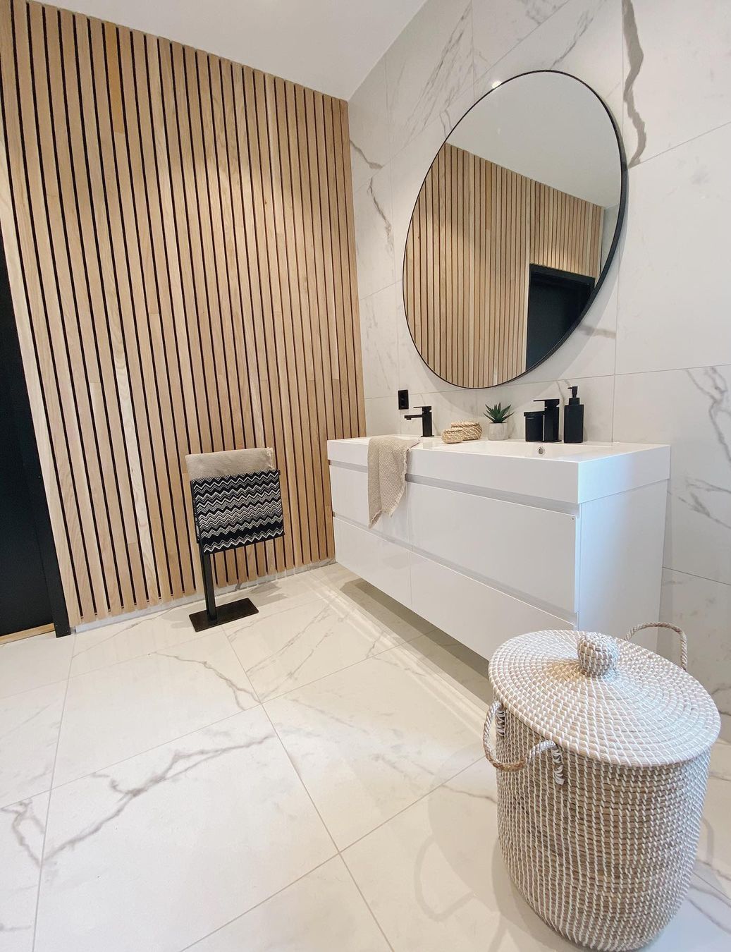 Marble Flooring Scandinavian bathroom