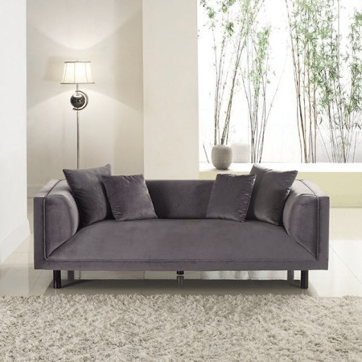 Modern 3-Seat Grey Velvet Sofa