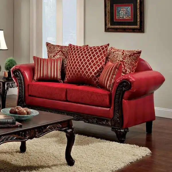 Vintage Red Leatherette Sofa