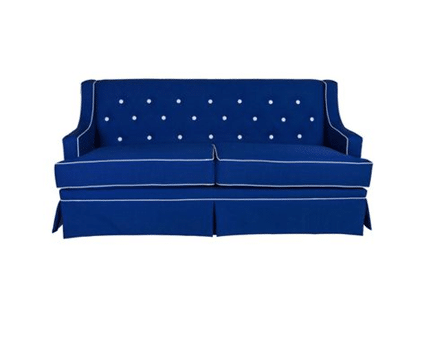 Blue Charolette Sofa with Skirt