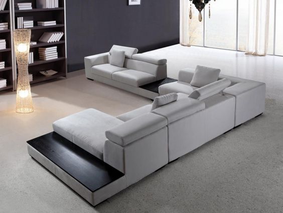 Grey Microfiber Modern Sofa Set