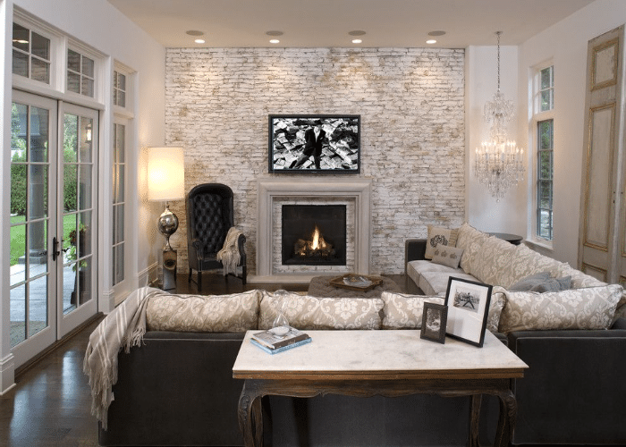 Limewash Bricks in The Living Room Interior Design