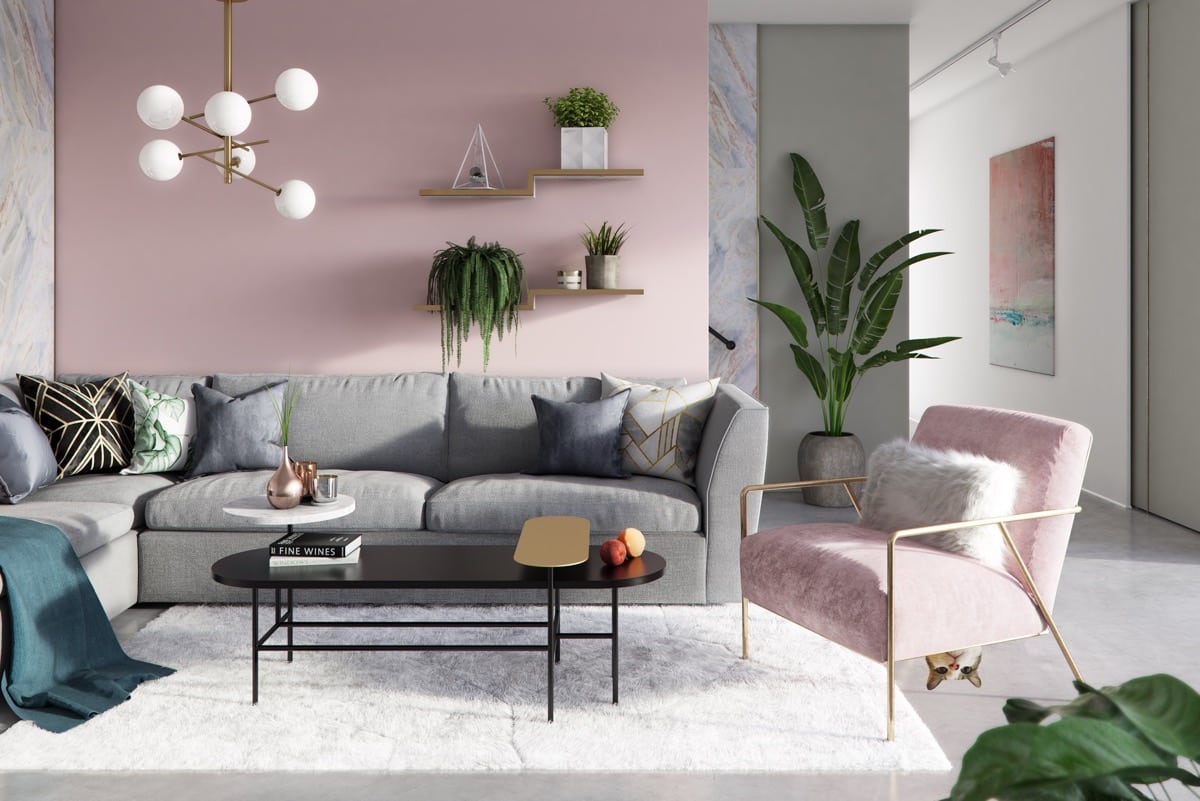 What Colors Complement a Pink Couch in a Living Room?