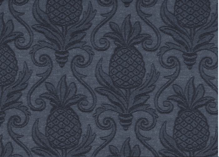 Blue Pineapples Woven Matelasse Upholstery Grade Fabric