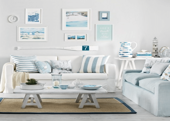 Make The Coastal Living Room By Adding Twin Sofas