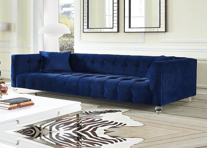 Overview Blue Velvet Sofa Living Room Idea