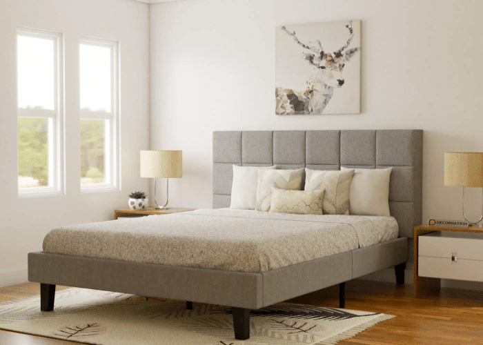 Soft Gray and Upholstered Bedframe