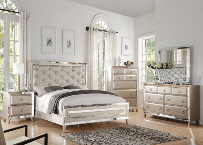 White and Mirrored Furniture for Airy Elegance