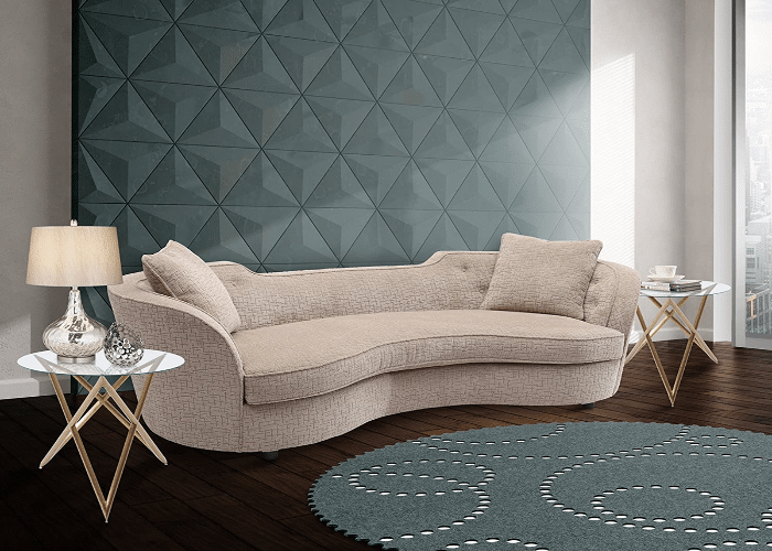 Curved and Functional Beige Couch