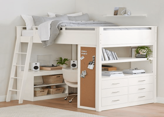  Loft Bed with Integrated Storage and Desk