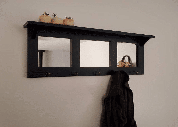 Mirror with Shelves and Hook
