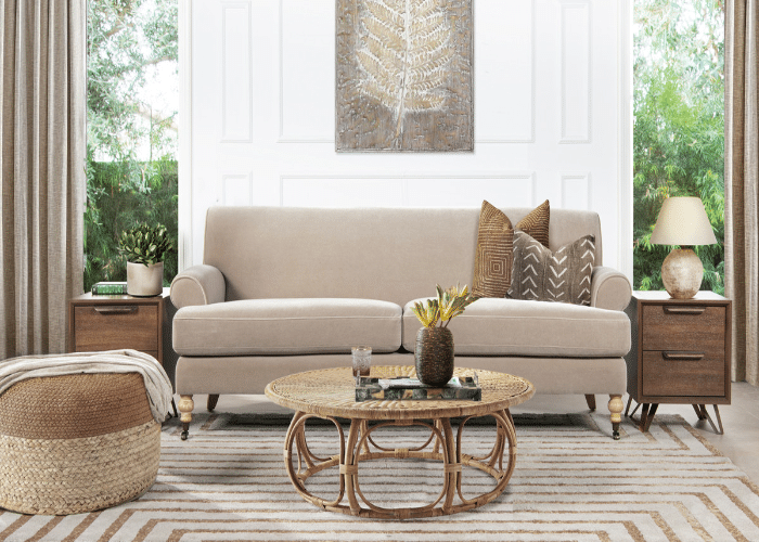 Tight Back Beige Couch for a Crisp Look