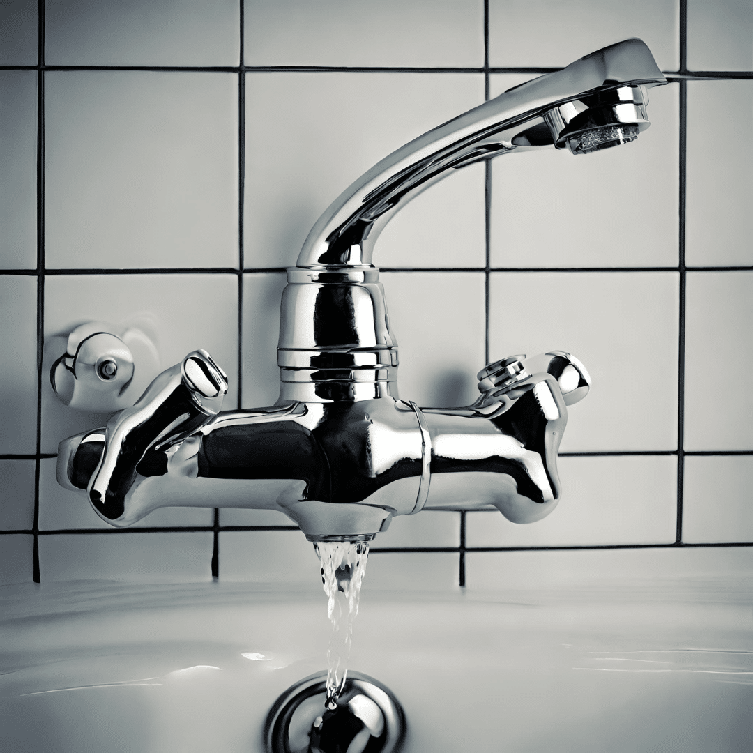 A faucet with running water

Description automatically generated