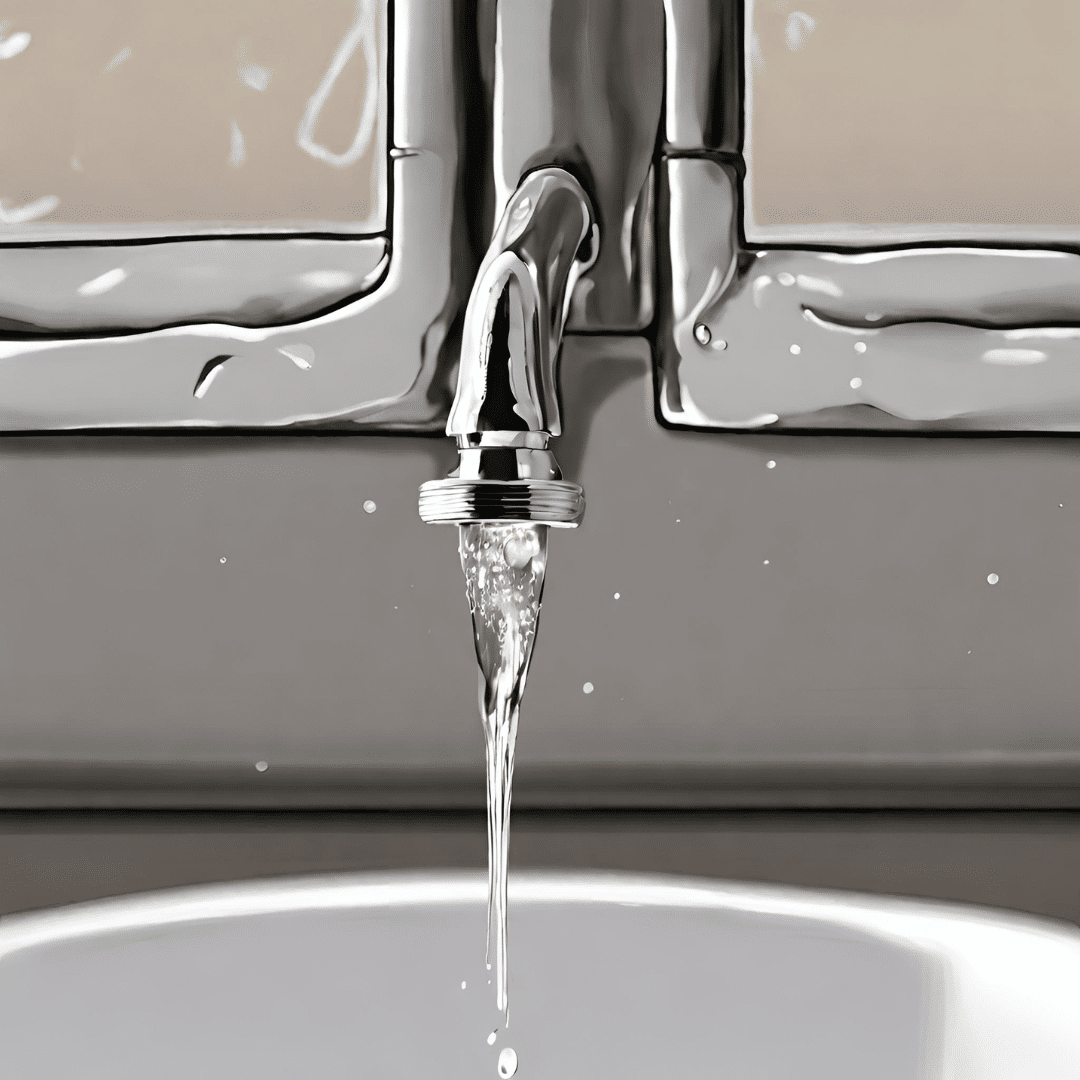 A faucet with water running from it Description automatically generated