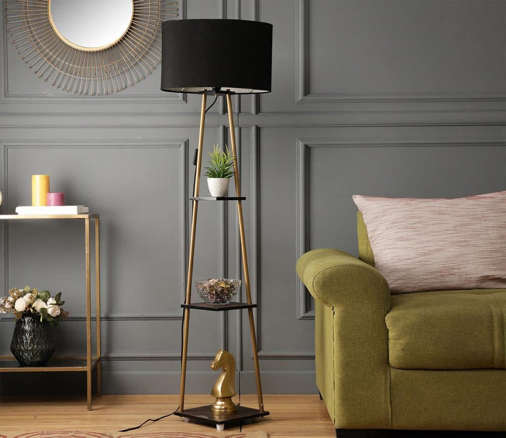 Functional Floor Lamp with Shelves