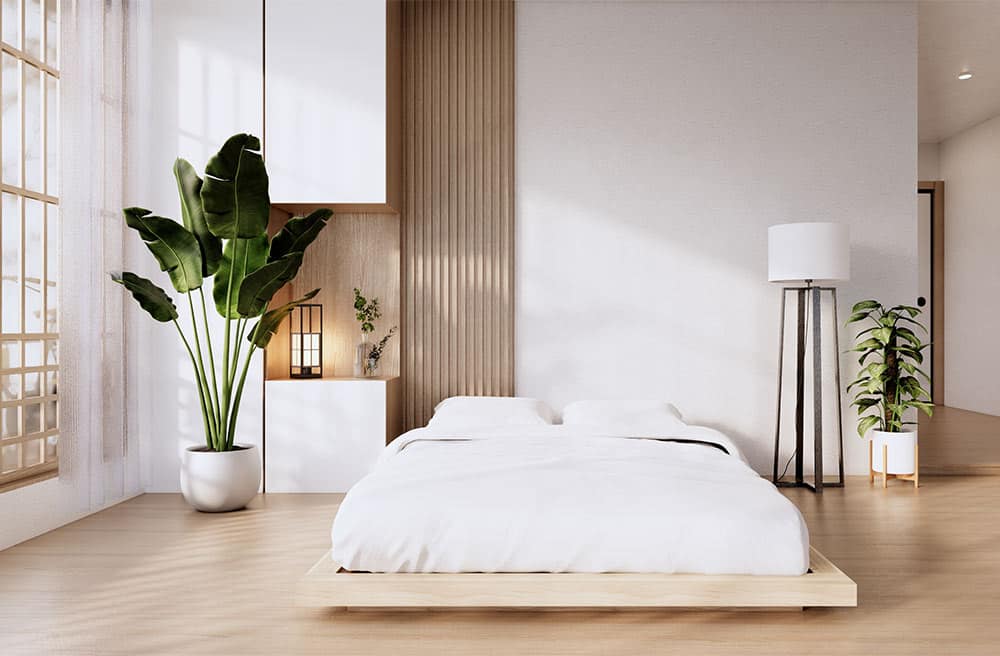 Minimal bedroom interiors with light colour palette & indoor plants - Beautiful Homes